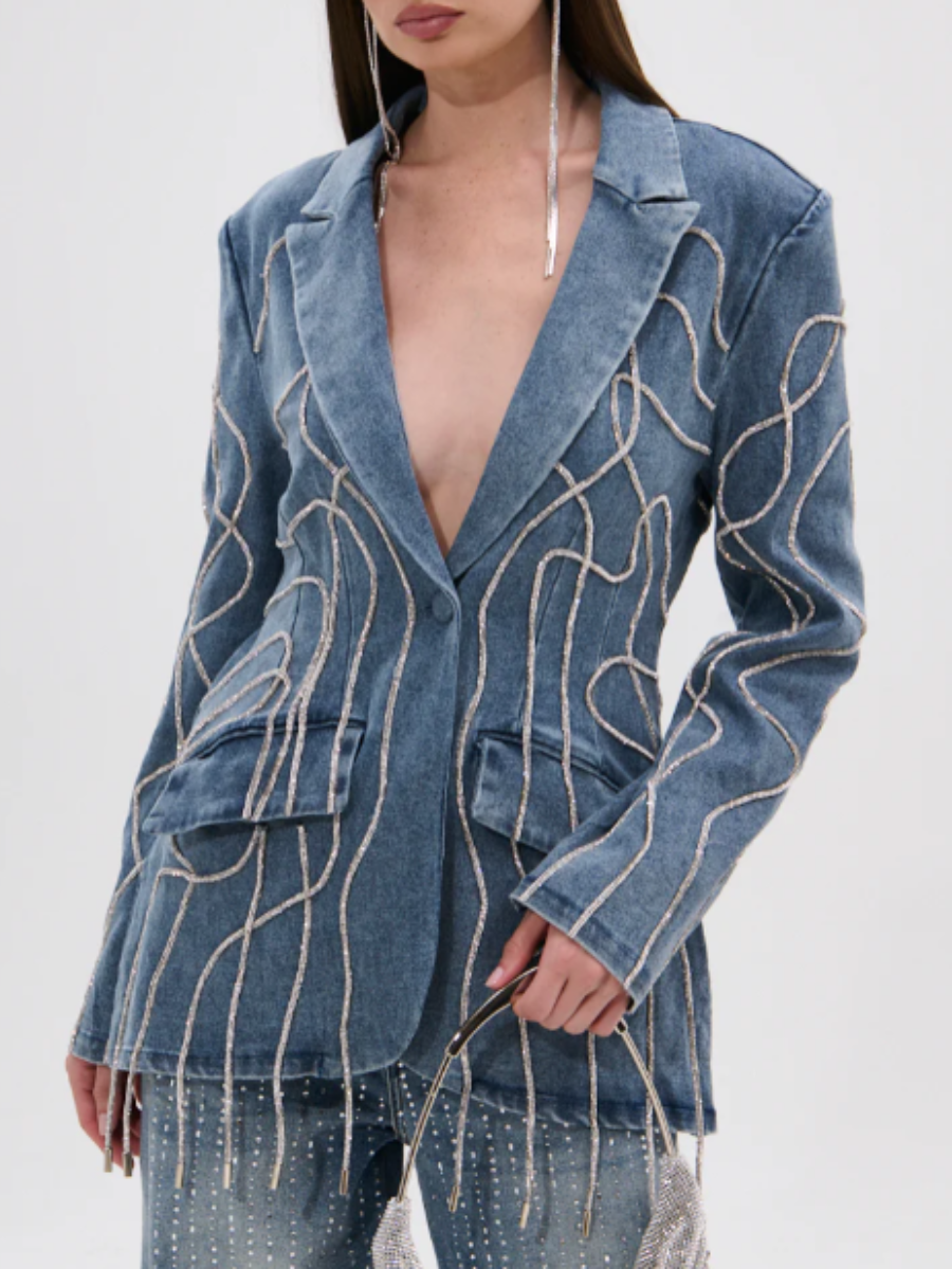 Embellished Denim Blazer