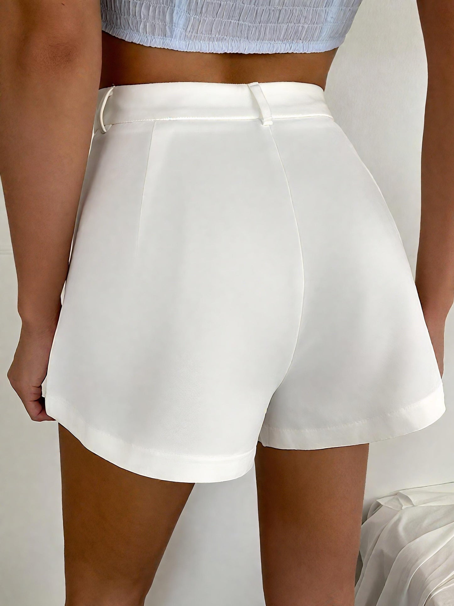 Chic White High - Waisted Shorts