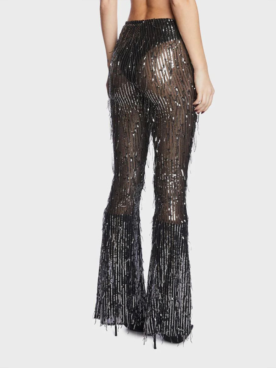 Sequined Fringed Pants