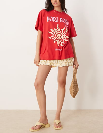 Vibrant Red 'Bora Bora Beach' Graphic T - shirt